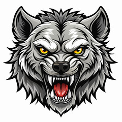 Obraz premium A snarling hyena head drawn from the front in ultra-detailed vector art
