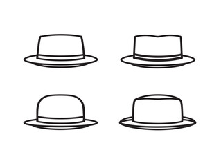 Stylish assorted hat icons in elegant vector