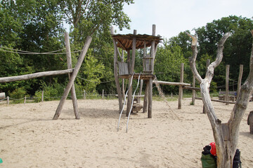 Playground next to Visitor Center 'De Kennemerduinen'. Dunes of Zuid-Kennemerland National Park. Summer, July, Netherlands.
