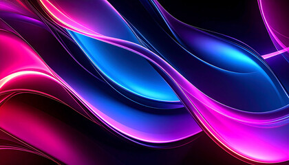 Abstract neon lines shining against a dark background.