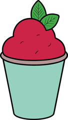 Refreshing raspberry sorbet served in a clear cup adorned with fresh mint leaves