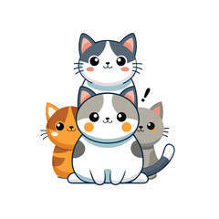 Group of colorful cats on white background