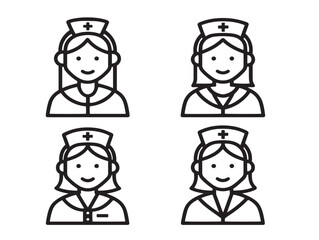 Female nurse icons in clean vector design