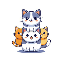 Group of colorful cats