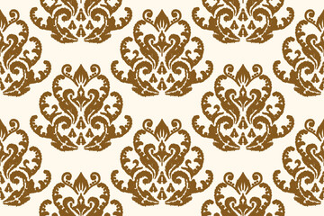 Ikat floral paisley embroidery on white background.Ikat ethnic oriental pattern traditional.Aztec style abstract vector illustration.design for texture,fabric,clothing,wrapping,decoration,sarong,scarf