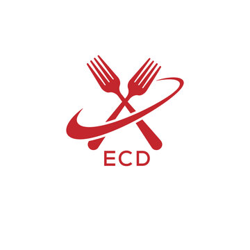 Modern ECD Fork Logo Design for Restaurant or Food Business Branding. ECD Letter Logo.
