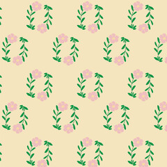 Floral pattern of small flowers and leaves for fabric	