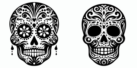Skeleton painting face white Day of the Dead. Cartoon Minimal Clipart Silhouette Vector Illustration Line Art Illustration. Skull makeup ivory hue fiesta celebration observance.