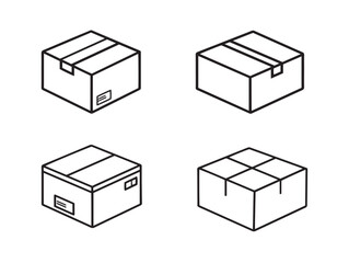 Delivery parcel illustrations in simple line vector style