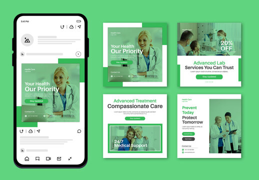 Medical And Healthcare Social Media Post Template