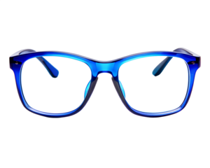 Stylish blueframed eyeglasses isolated on a transparent background