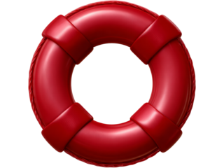 Red life preserver ring safety buoyancy aid, Isolated On White Background, Png Transparent