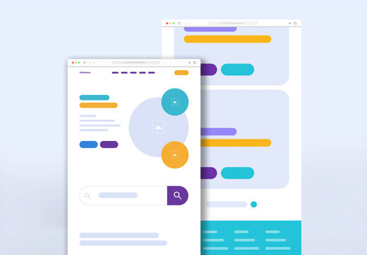 Multi Color Web UI UX Wireframe Layout with Circular Elements