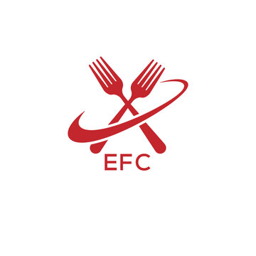 Modern EFC Fork Logo Design for Restaurant or Food Business Branding. EFC Letter Logo.
