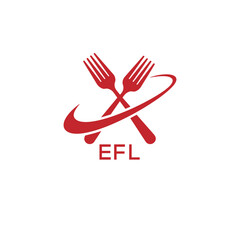 Modern EFL Fork Logo Design for Restaurant or Food Business Branding. EFL Letter Logo.
