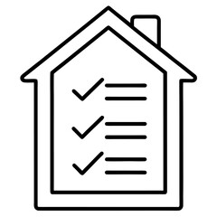 house checklist  holds a home  checklist with four home icon empty lines and  building checkboxes for property marking design list page office icon line airt vactor Illustrations on white backgroud.