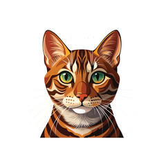 vector illustration of a cartoon cat, Bengal cat illustration showing elegant feline with distinctive spotted pattern.