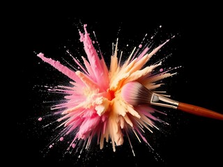 makeup or colored pigments and a brush