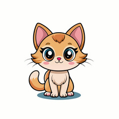 Cute chubby cartoon cat in kawaii style with a joyful expression. Perfect for stickers, children illustrations, mascots, High-resolution vector art.