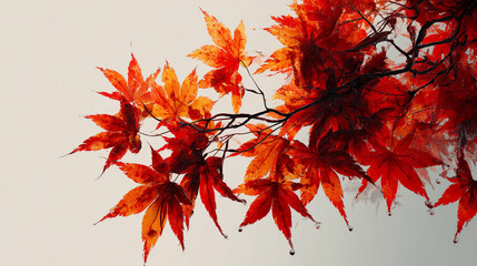 赤く色づいたモミジの葉