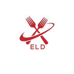 Modern ELD Fork Logo Design for Restaurant or Food Business Branding. ELD Letter Logo.
