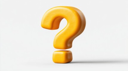 Naklejka premium A bright yellow question mark stands prominently on a white backdrop, evoking a sense of inquiry and wonder. The simple design draws attention to the concept of curiosity.