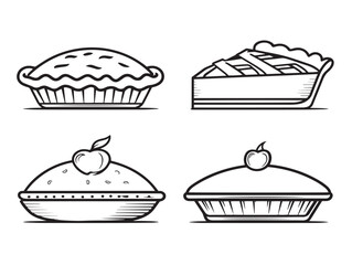 Set of four creative pie design illustrations