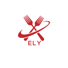 Modern ELA Fork Logo Design for Restaurant or Food Business Branding. ELA Letter Logo.
