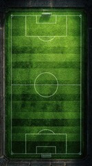 Detailed view of a well-maintained soccer field captured from above during daylight hours