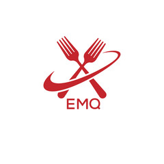 Modern EMQ Fork Logo Design for Restaurant or Food Business Branding. EMQ Letter Logo.
