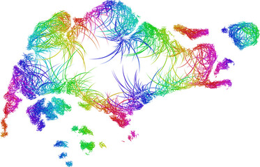 Rainbow sketch outline map of Singapore 