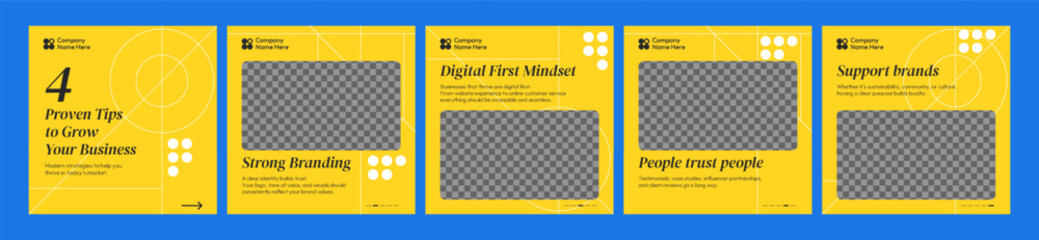 Social media carousel post template. Business Instagram and facebook square post template. Instagram tips post collection tutorial, tip, trick, quick tips, layout template design, modern, gradient