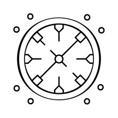 Circular geometric design with radiating lines and dots