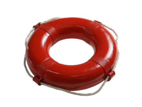 Red life preserver ring buoy safety equipment, Isolated On White Background, Png Transparent