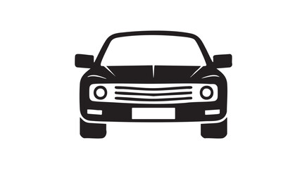 Black and white icon of a car front view on a white background automobile vehicle