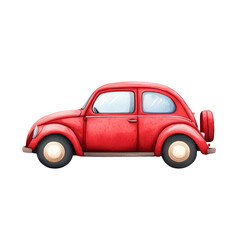 Classic red vintage car illustration