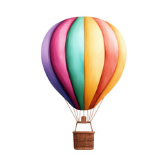 Fototapeta premium Colorful hot air balloon illustration with vibrant stripes
