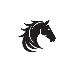 Black and white minimalist horse head logo graphic vector