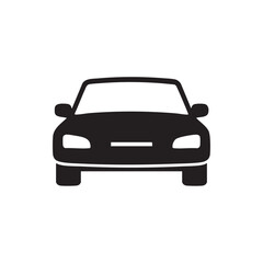 Black and white minimalist icon of a car viewed from the front automobile vehicle