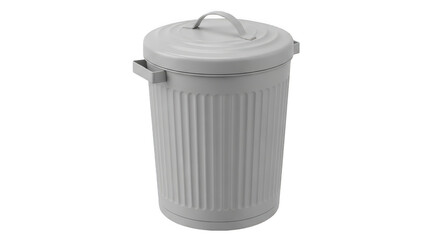 Classic white metal trash can with lid and handles a versatile waste receptacle for home or office isolated on transparent background