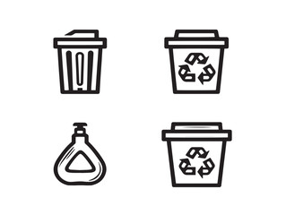 Eco friendly recycling vector set with clean illustrations