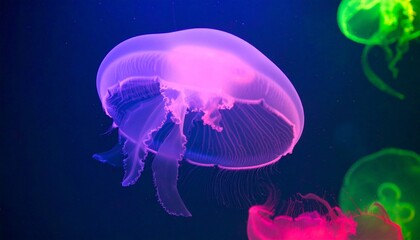 Naklejka premium Mesmerizing Jellyfish A Bioluminescent Underwater Spectacle