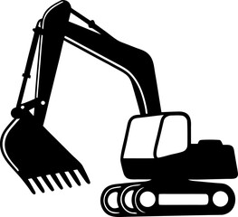 Modern Excavator Silhouette with Bucket Detail