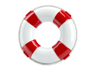 Red and white life preserver life ring safety equipment, Isolated On White Background, Png Transparent