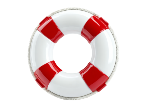 Red and white life preserver life ring safety equipment, Isolated On White Background, Png Transparent
