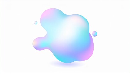 Abstract liquid blob with a vibrant pastel holographic gradient. Modern fluid amorphous shape as a dynamic graphic design element.