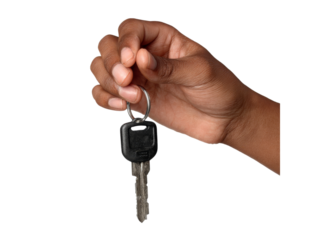Hand holding car keys black background studio shot, Isolated On White Background, Png Transparent