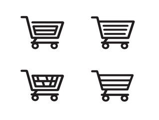 Retail shopping basket illustrations in bold vector layout