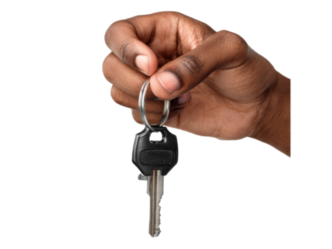 Hand holding car keys black background close up, Isolated On White Background, Png Transparent