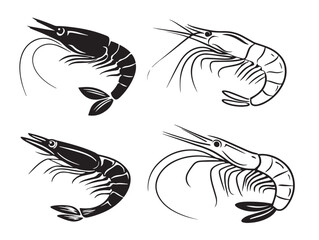 Clean shrimp vector symbols in gourmet seafood design